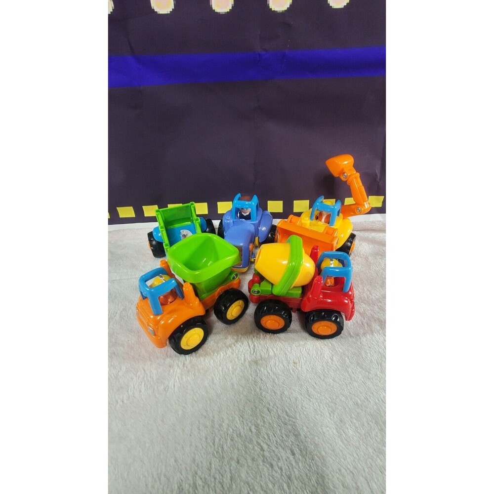 Coogan Huile Friction Powered Cars Push Go Trucks Construction Vehicles Toys Set